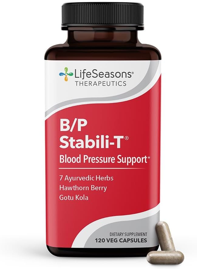 LifeSeasons B/P Stabili-T - Blood Pressure Support - Vitamin Supplement for Healthy Heart  Blood Circulation - Ashwagandha, Arjuna, Gotu Kola  Hawthorn Berry - 120 Capsules
