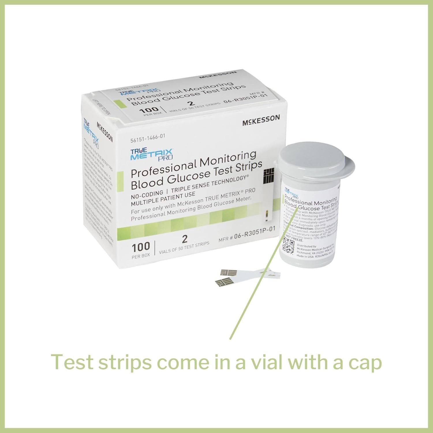 McKesson True METRIX Blood Glucose Test Strips for Diabetes [100 Strips] Professional Monitoring System, Multiple Patient Use