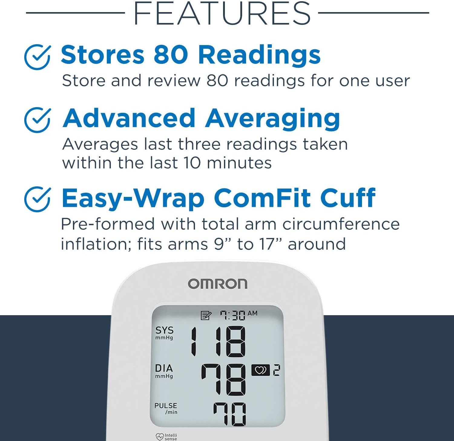 OMRON Silver Upper Arm Blood Pressure Monitor with Large Display, Clinically Validated, Medical Grade, FDA Cleared, FSA/HSA Eligible, Uses OMRON Connect App for Unlimited Free Measurements