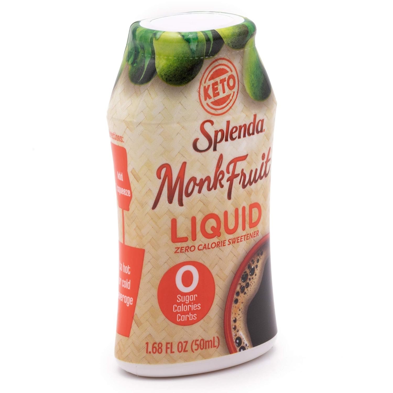 SPLENDA Monk Fruit Liquid Zero Calorie Sweetener Drops, 3.38 Fl Oz Bottle (Pack of 2)