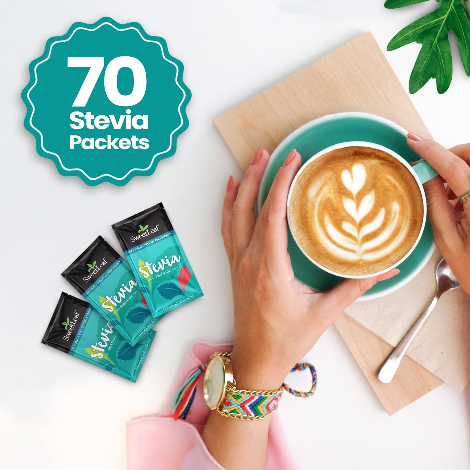 SweetLeaf Stevia Packets - Zero Calorie Stevia Powder, No Bitter Aftertaste, Sugar Substitute for Keto Coffee, Nothing Artificial, Non-GMO Stevia Sweetener Packets, 70 Count