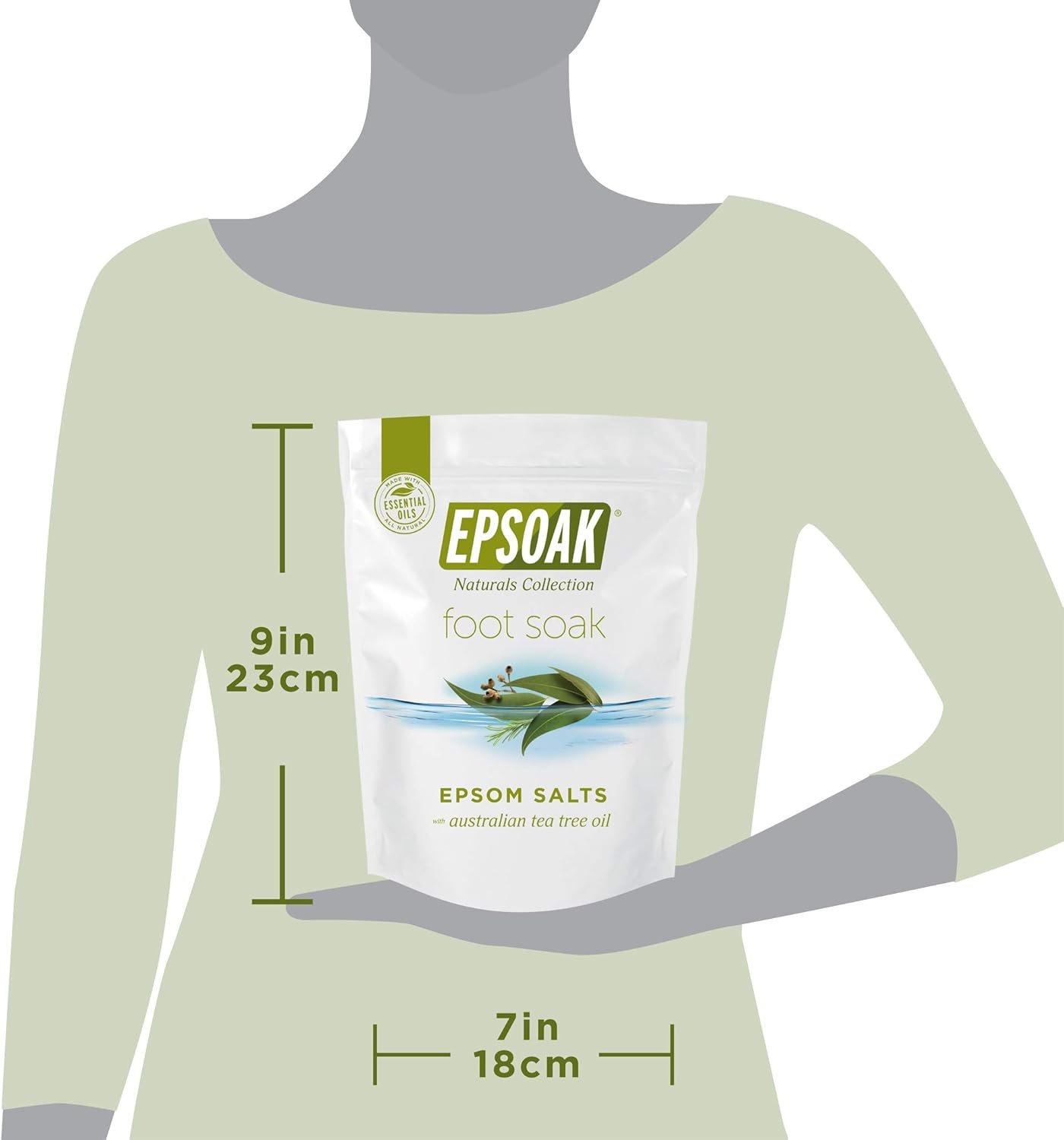 Tea Tree Oil Foot Soak with Epsoak Epsom Salt - 2 Pound Value Bag - Made in The USA