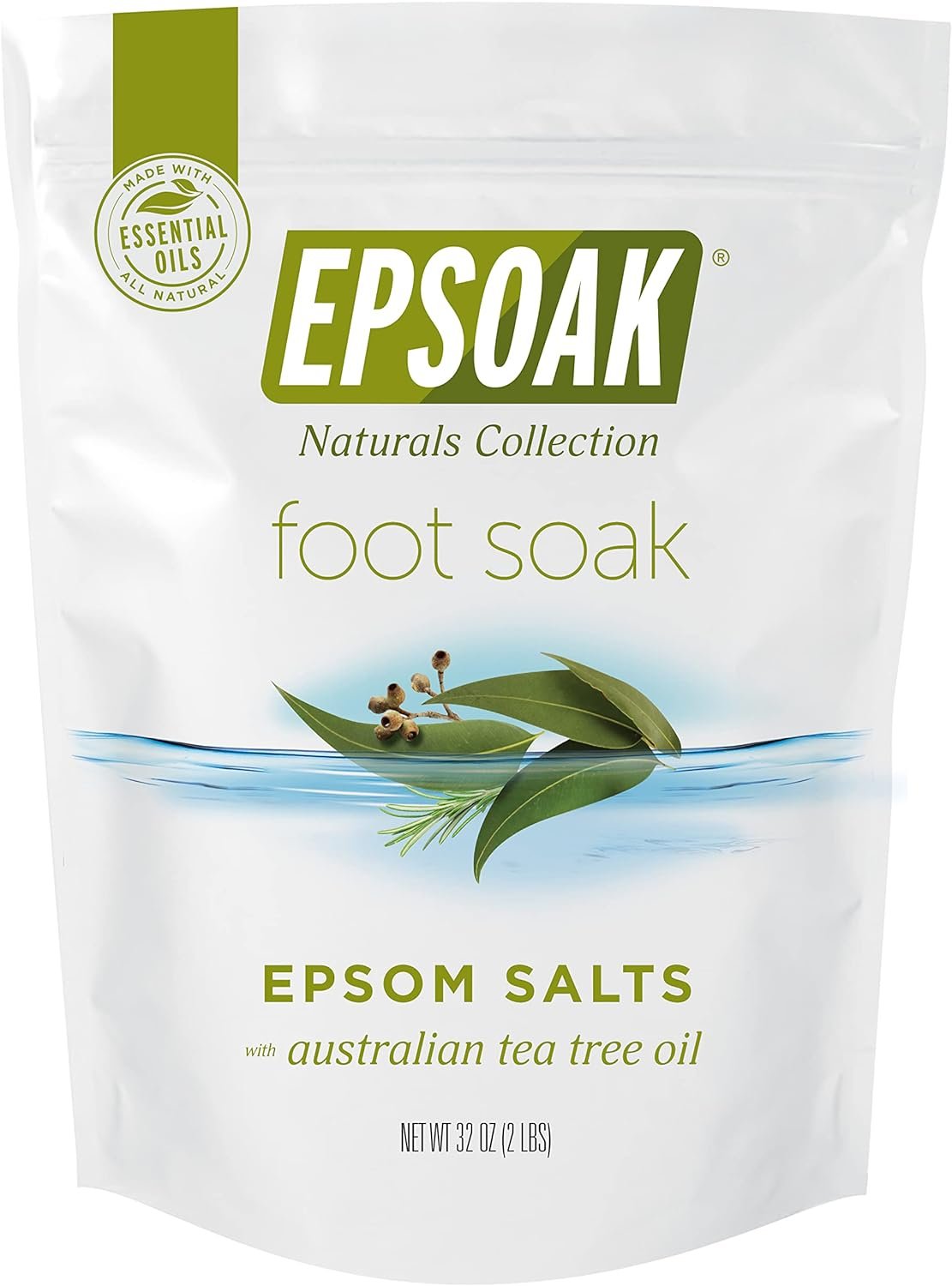 Tea Tree Oil Foot Soak with Epsoak Epsom Salt - 2 Pound Value Bag - Made in The USA
