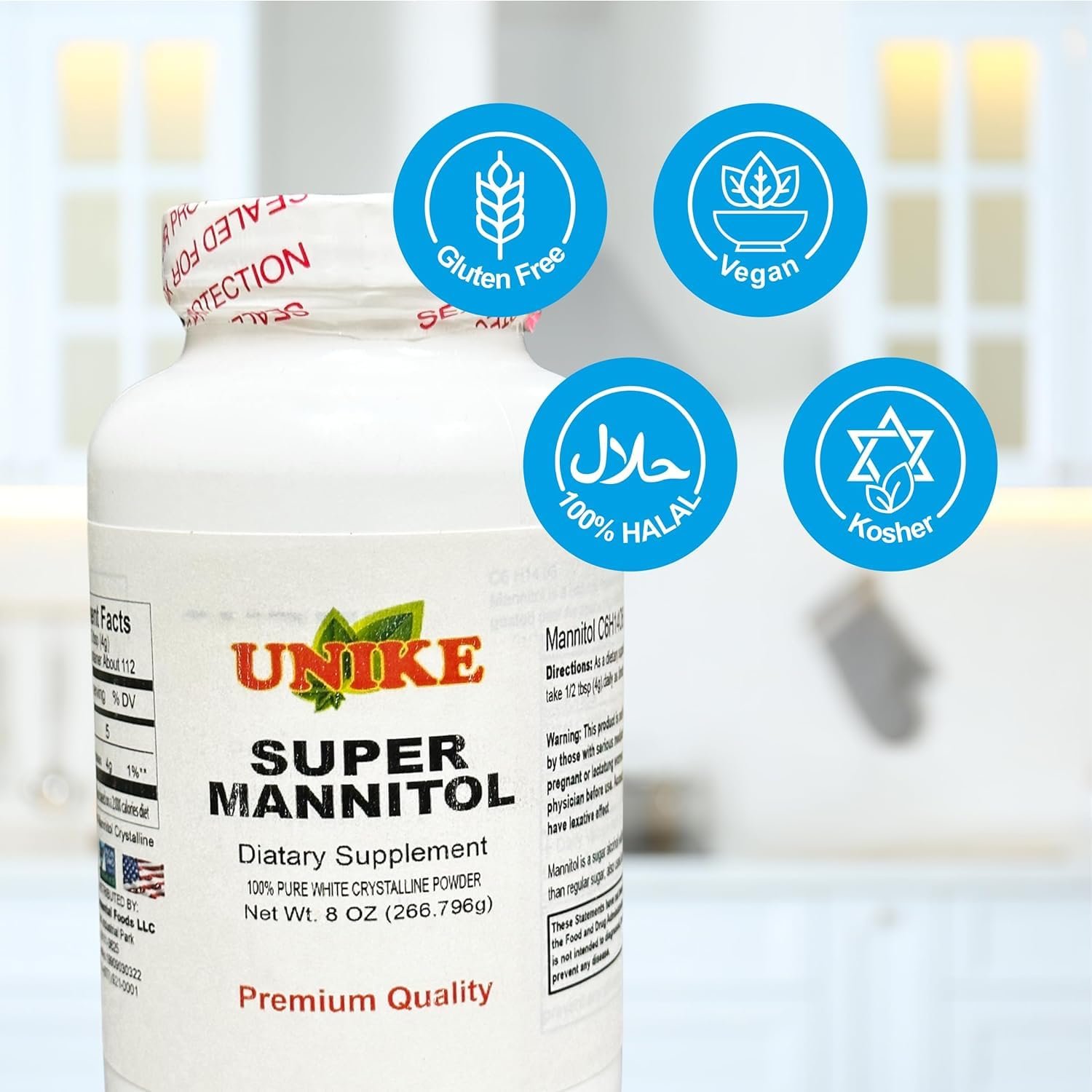 Unike Nutra Original Super Mannitol powder | Natural Sugar Substitute  Sugar Alternative |Natural  Healthy Artificial Sweetener | 100% Vegan, Gluten-free, Dietary Supplement