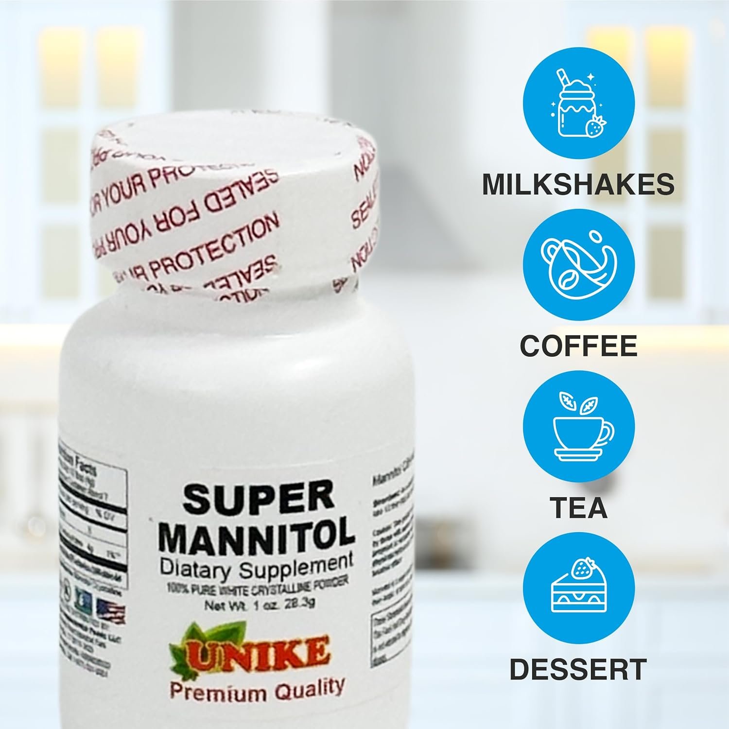 Unike Nutra Original Super Mannitol powder | Natural Sugar Substitute  Sugar Alternative |Natural  Healthy Artificial Sweetener | 100% Vegan, Gluten-free, Dietary Supplement