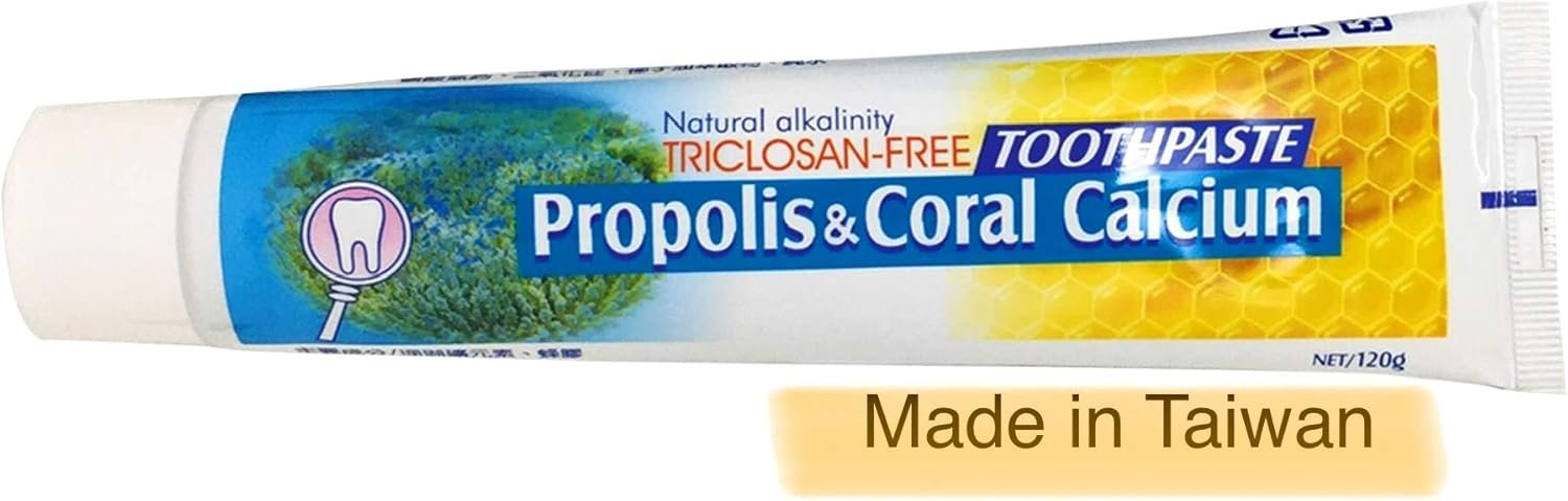Natural Propolis toothpaste 4.2 oz (120g) Fluoride Free Triclosan Free No Preservative, No Artificial Sweetener, No Chemical, No Artificial Flavor, with Okinawa Coral Calcium