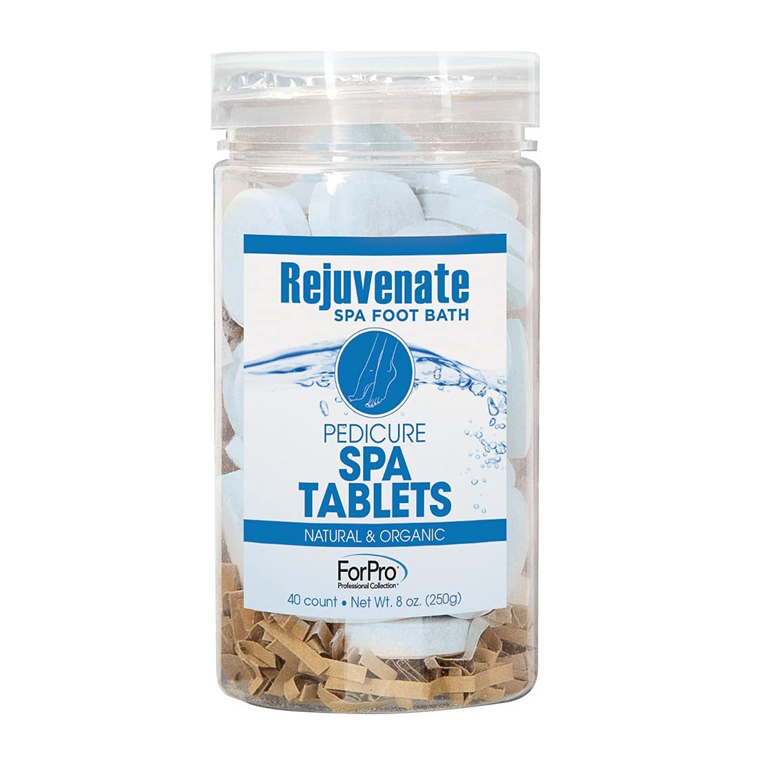 Rejuvenate Spa Foot Bath Pedicure Spa Tablets, Organic Foot Soak Tablets for Softening Skin  Replenishing Moisture, Ocean Breeze, 40-Count